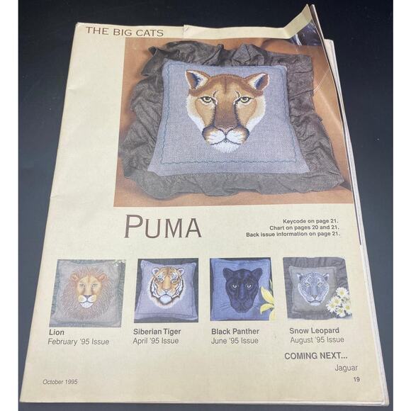 Vtg Cardinal Dogwoods Puma Big Cat Baby Cookie Munchter CROSS STITCH PATTERNS - Picture 1 of 5